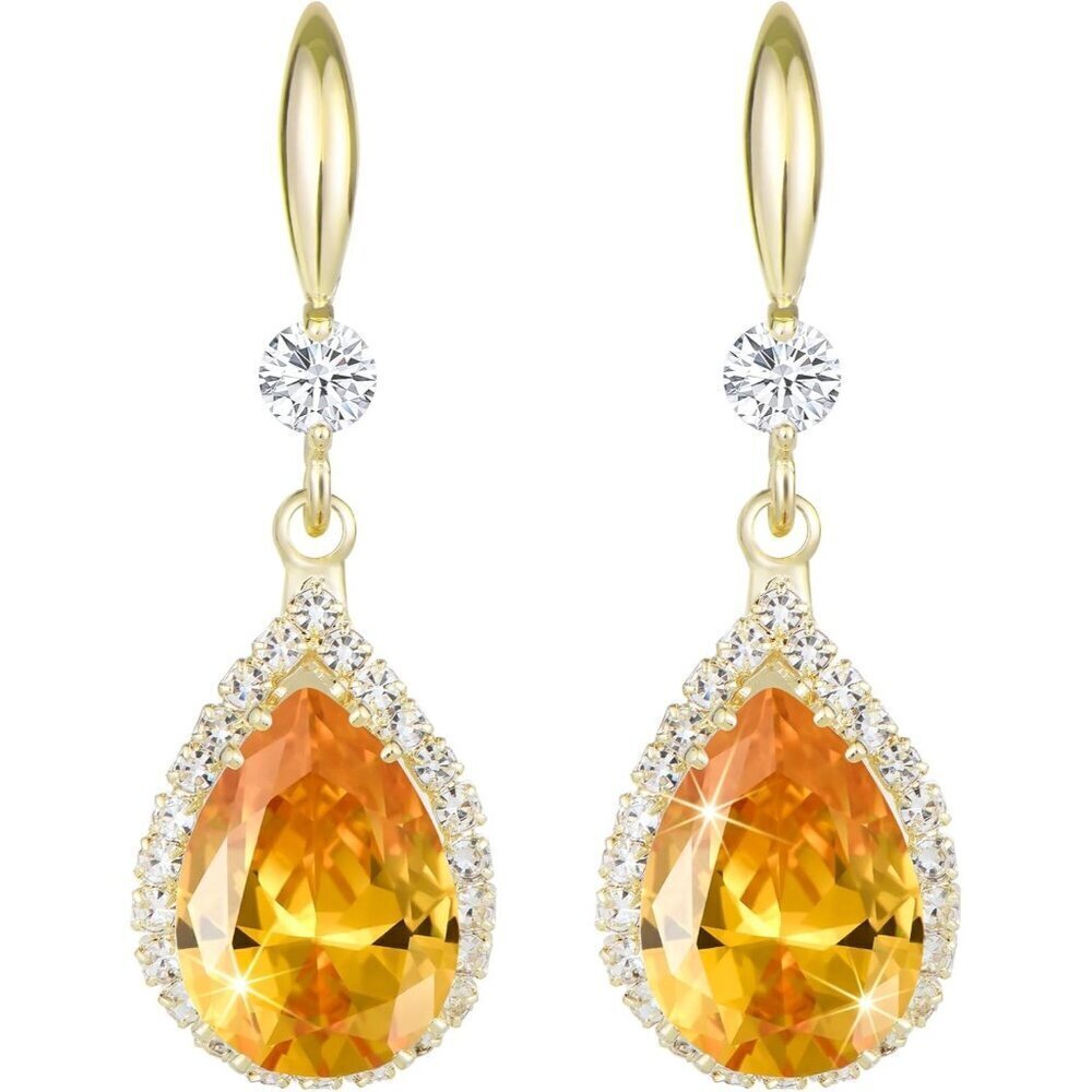 🆕 Women Gold Trendy Diamond Dangle Earrings Rhinestone Drop Wedding Jewelry Set